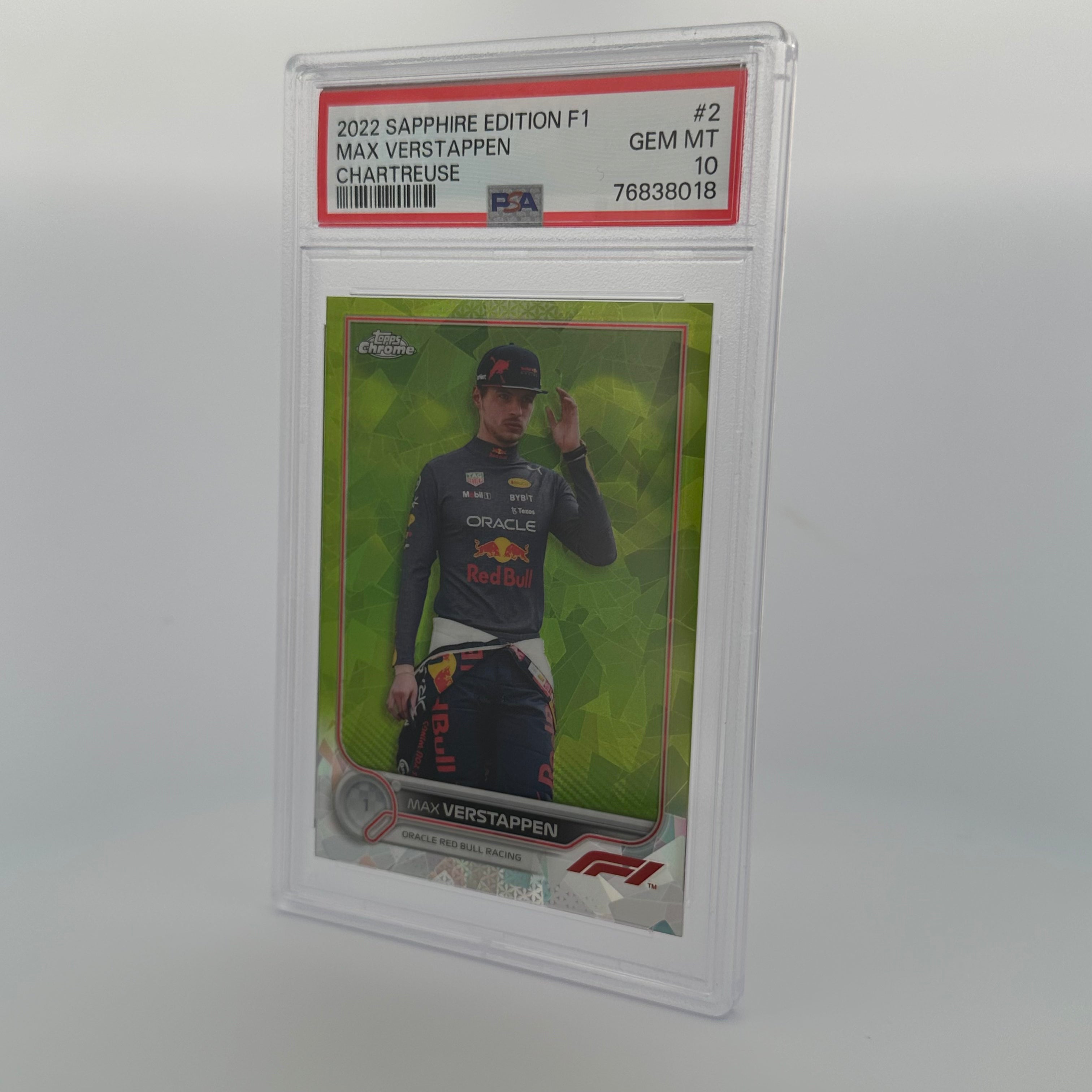 PSA 10 MAX VERSTAPPEN #2 140/199 SAPPHIRE EDITION SSP CHARTREUSE - Rare Trading Card for Collectors & Sports Fans - Perfect for Display, Investment & Memorabilia