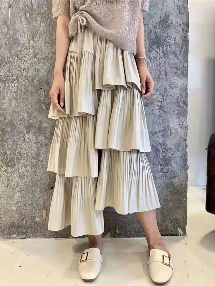 Asymmetrical Minimalist Skirts for Women - High Waist Ruffled Hem Irregular Design Fashion Skirt | Perfect for Casual Outings, Date Nights & Office Wear