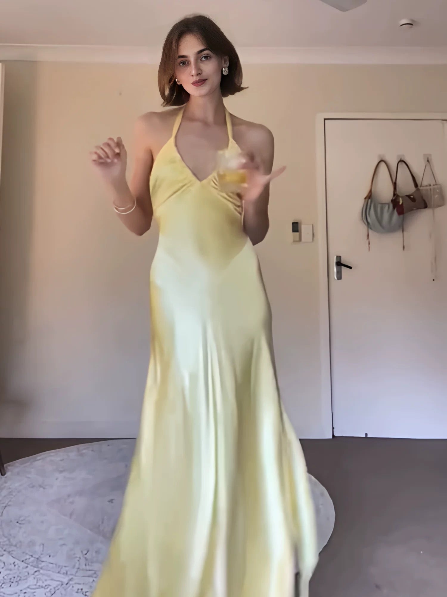 Elegant Halter Mermaid Yellow Prom Dress - Backless Satin Evening Gown J6489 for Homecoming, Pageants & Formal Events