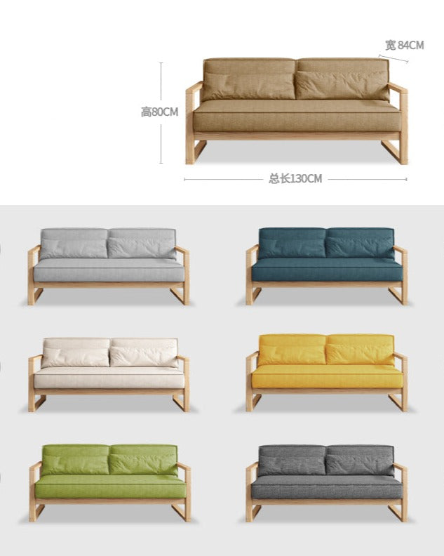 CHLOE Scandinavian Sofa - American Hardwood Frame, Japanese-Inspired Design - Choose from 5 Sizes & 7 Fabric Colors (Walnut, Natural, Black) - Perfect for Living Rooms, Offices & Cozy Spaces