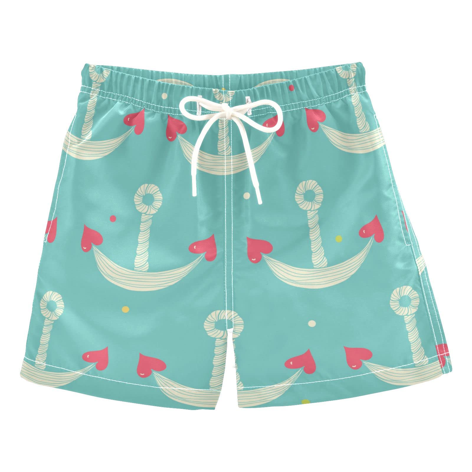 Boys' Cute Sea Anchors Pattern Swim Trunks - Quick Dry Board Shorts for Beach, Surf & Pool | Hawaii Vacation Essentials for Summer Swimming & Water Sports