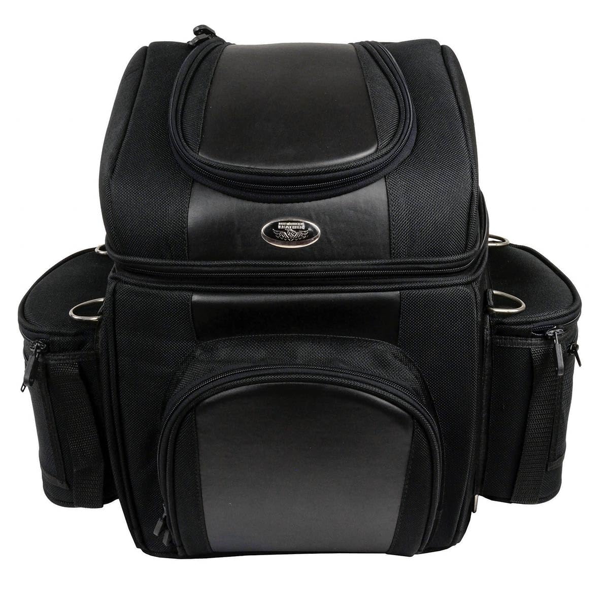 Milwaukee Leather SH682 Black Medium Motorcycle Sissy Bar Travel Bag - Waterproof Textile Luggage for Harley, Cruiser & Touring Bikes - Perfect for Road Trips & Daily Commuting