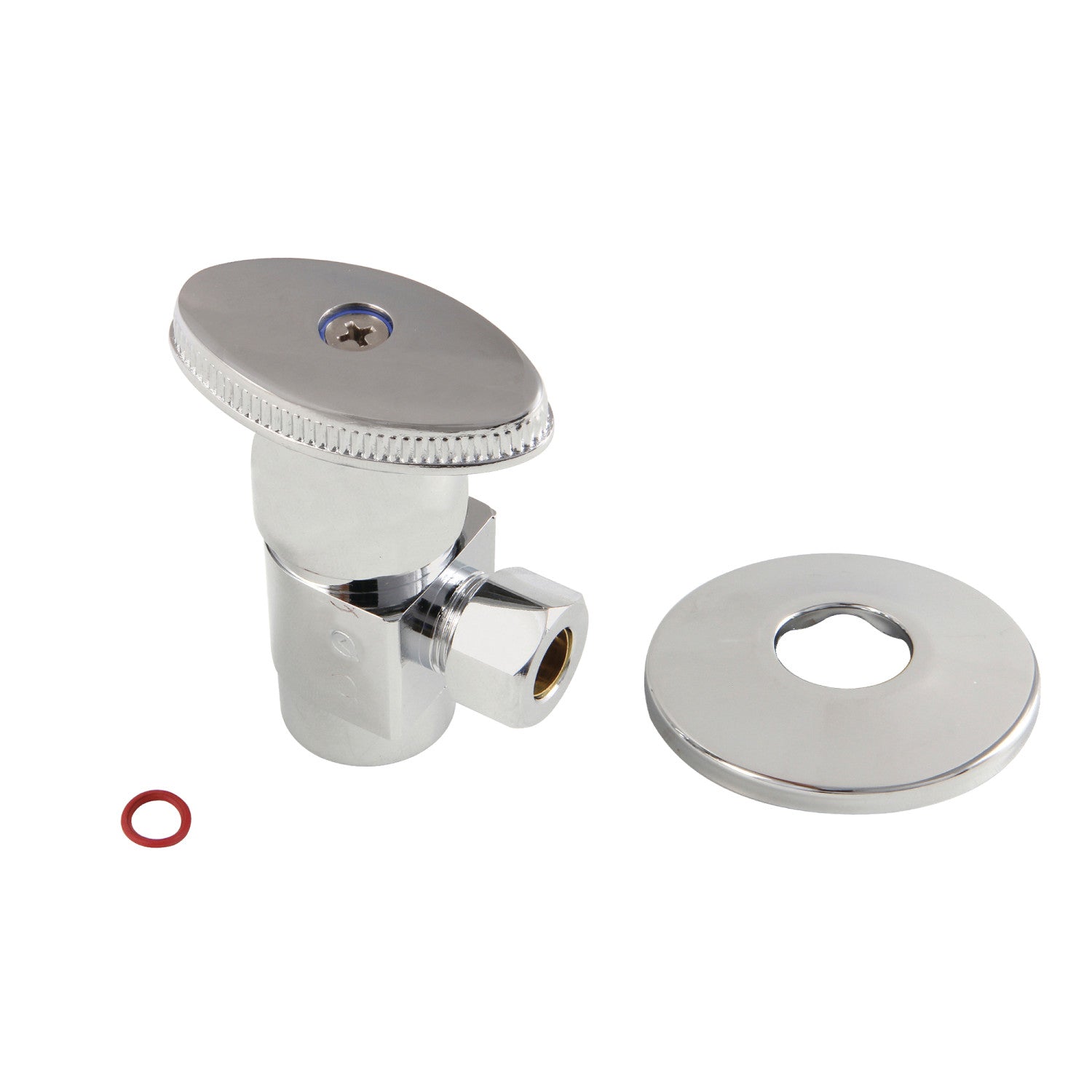 1/2 Inch FIP x 3/8 Inch O.D. Anti-Seize Deluxe Quarter-Turn Ceramic Hardisc Cartridge Angle Stop Valve with Flange - Perfect for Plumbing, Toilet & Faucet Installations