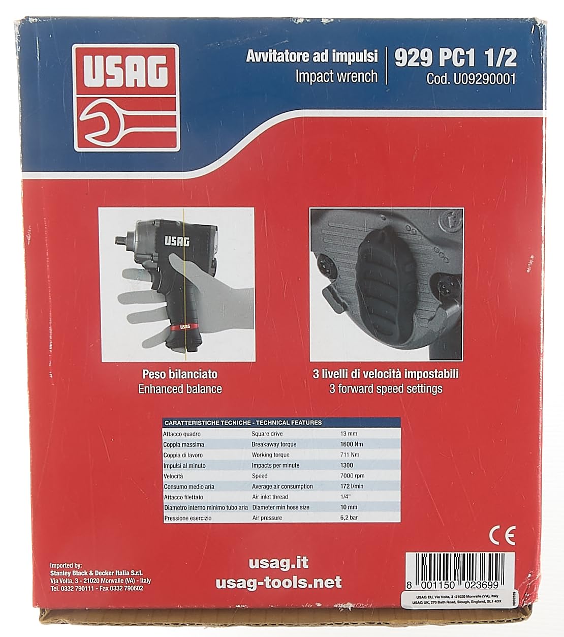 USAG U09290001 929 PC1 1/2 Inch Professional Screwdriver - Perfect for DIY Projects, Home Repairs & Automotive Maintenance