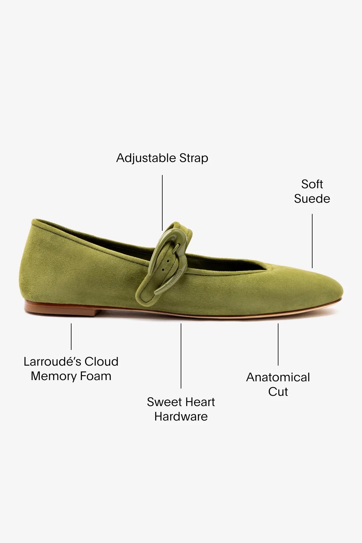 Verona Women's Ballet Flats in Seaweed Suede - Comfortable Slip-On Shoes for Work, Travel & Everyday Wear