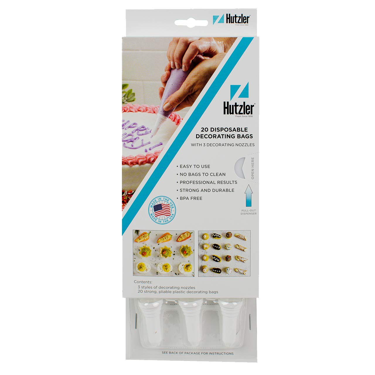 Disposable Decorating Bags with 3 Nozzles Set - 100 Pack Icing Piping Bags for Cake, Cookie & Cupcake Decorating | Perfect for Birthday Parties, Wedding Cakes & Baking Gifts