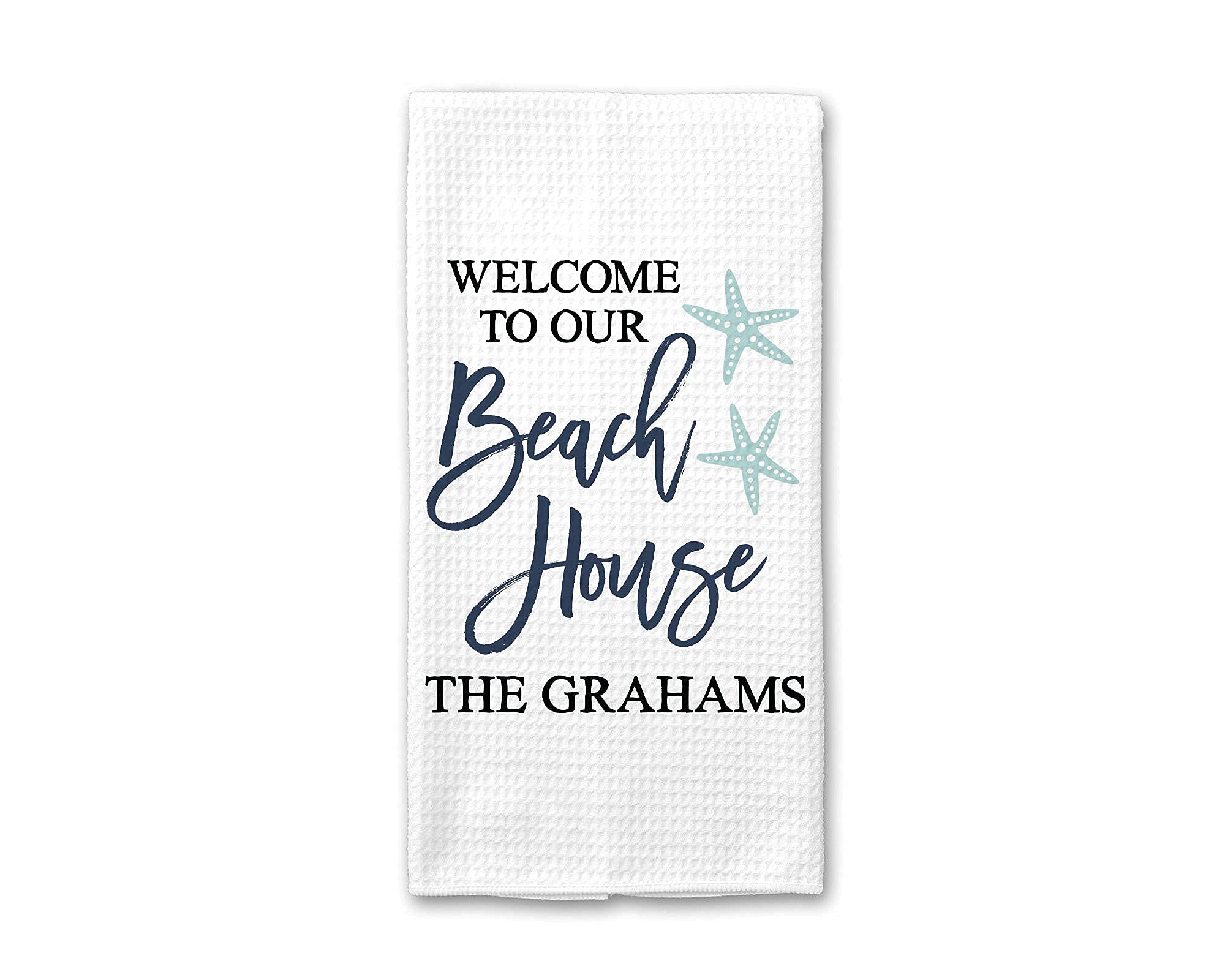 Custom Waffle Weave Dish Towel - Personalized Nautical Beach House Kitchen Towel | Absorbent & Durable for Kitchen, Bathroom & Coastal Home Decor | Perfect for Beach Houses, Vacation Rentals & Coastal-Themed Gifts
