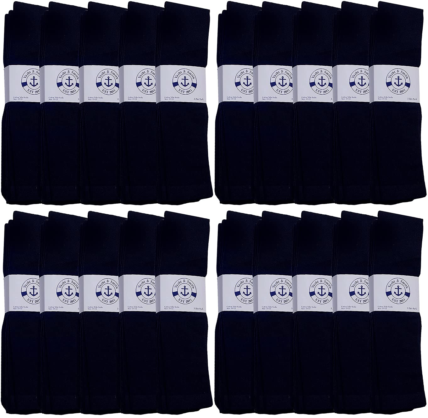 **Yacht & Smith 30 Inch Wholesale Men's Long Cotton Tube Socks - Size 10-13 for Sports, Running & Casual Wear**