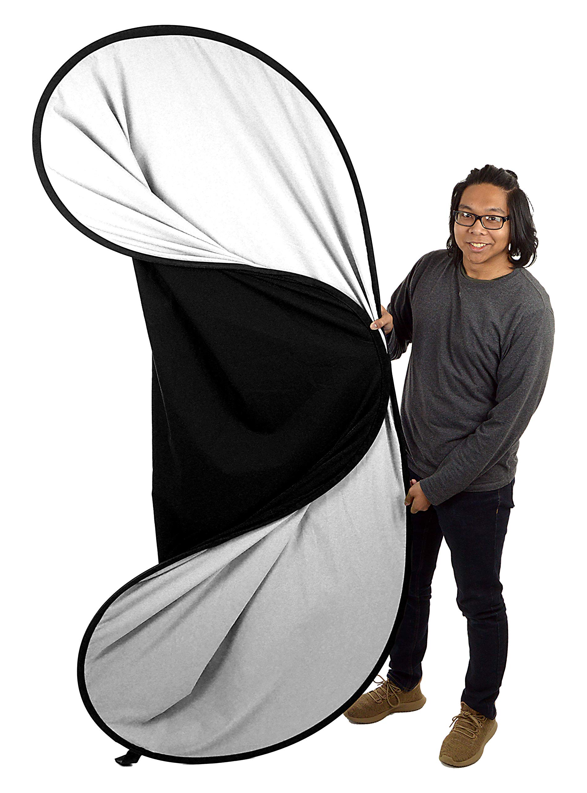 Fotodiox 5x7ft Collapsible Black & White Backdrop Kit with Stand for Photography