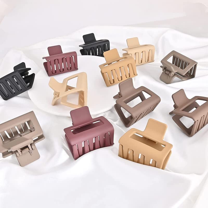 Shidara Cute Hair Claw Clips for Women & Girls - Strong Non-Slip Jaw Clips for Thick, Thin, Long & Short Hair - Matte Square Medium Hair Clips (6-Piece Set) - Perfect for Work, School & Everyday Styling