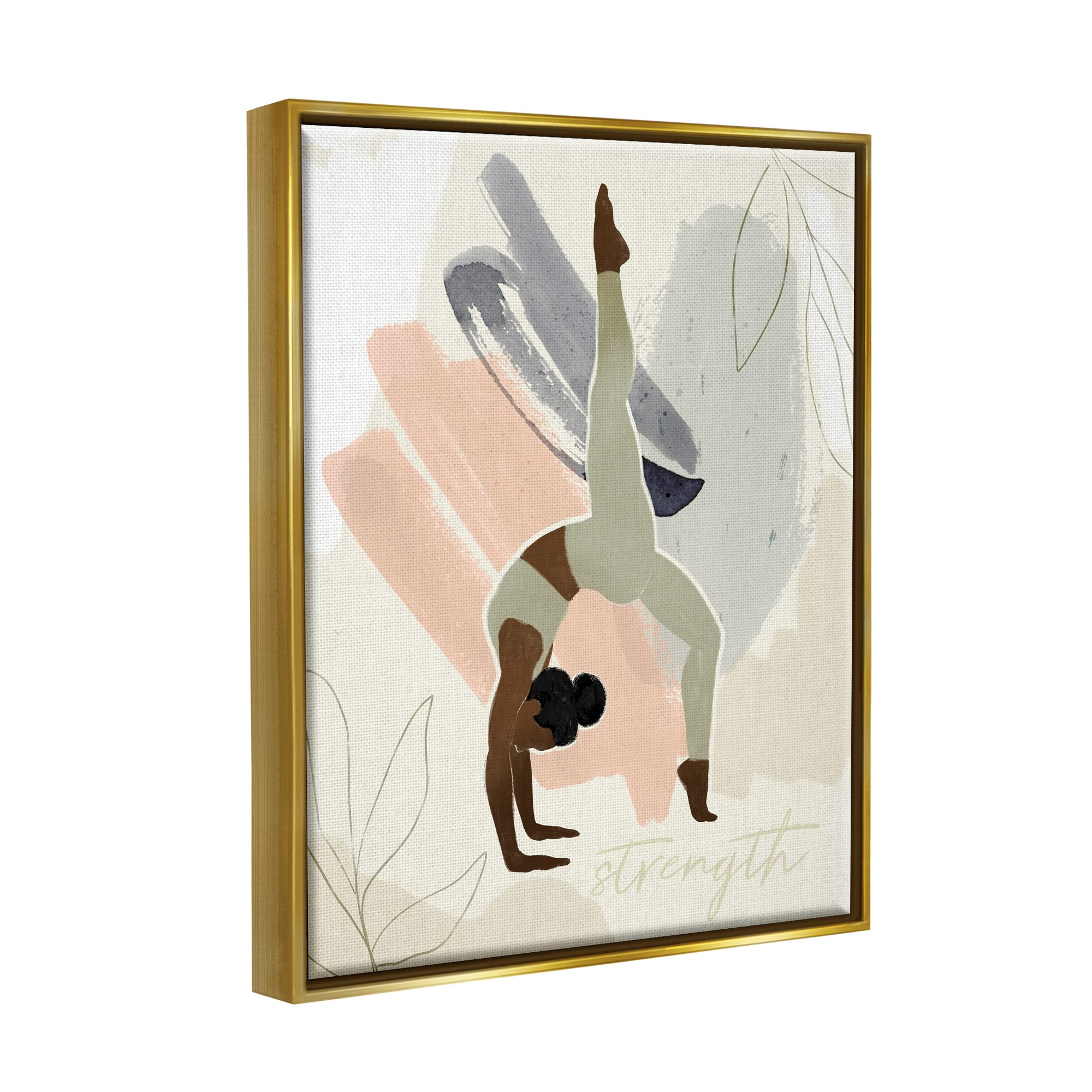 Stupell Industries Abstract Leaf Yoga Fitness Wall Art - Strength & Simplicity Design by Victoria Barnes - Perfect for Home Gym, Yoga Studio & Meditation Space Decor