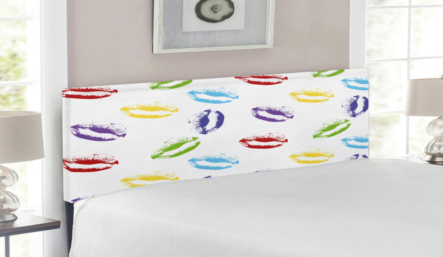 Ambesonne Queen Headboard - Lipstick Art Design with Memory Foam for Bedroom Decor