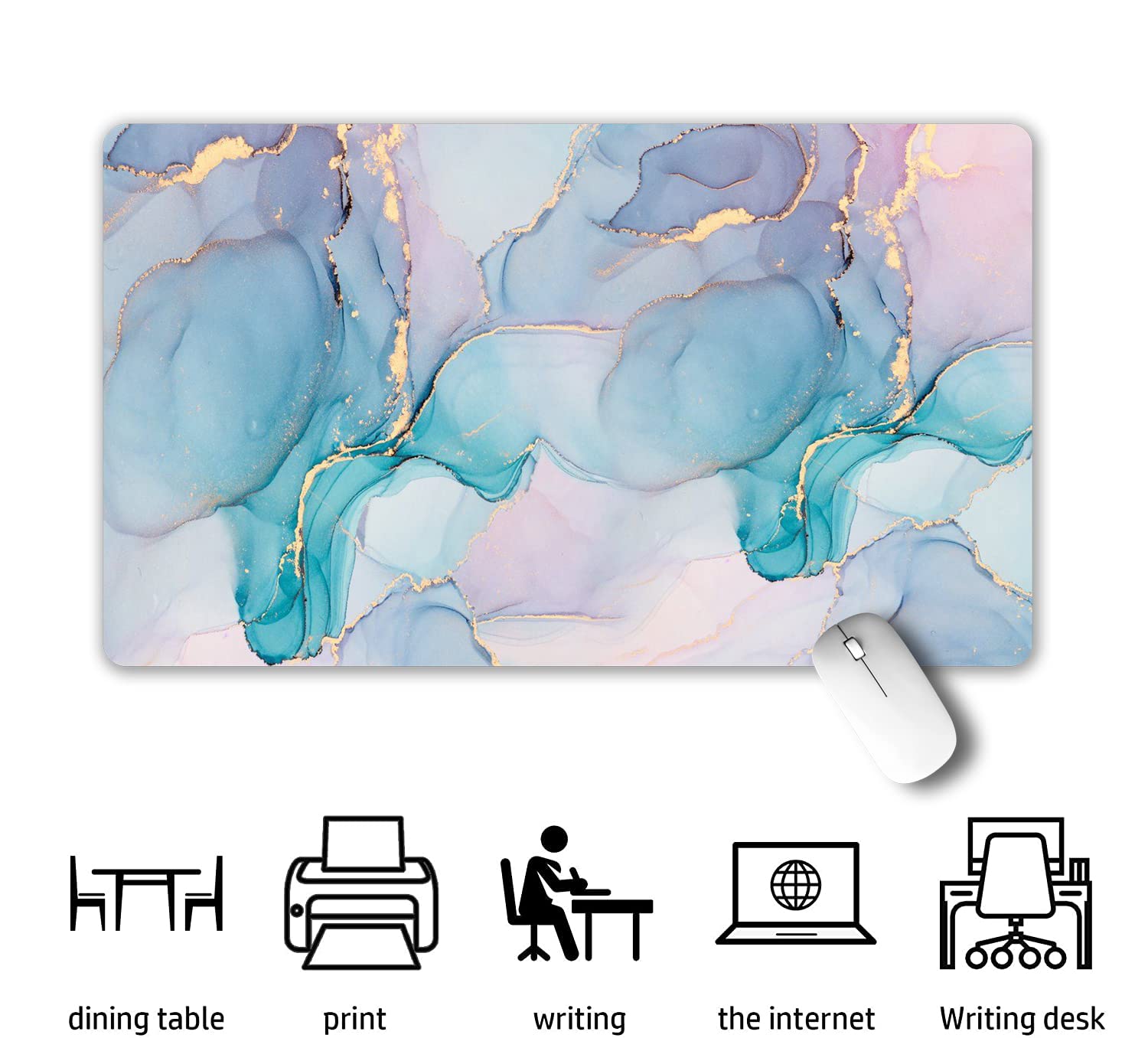 XXL Gaming Mouse Pad - Non-Slip Rubber Base, Waterproof Desk Mat for Office & Home (Green Marble)