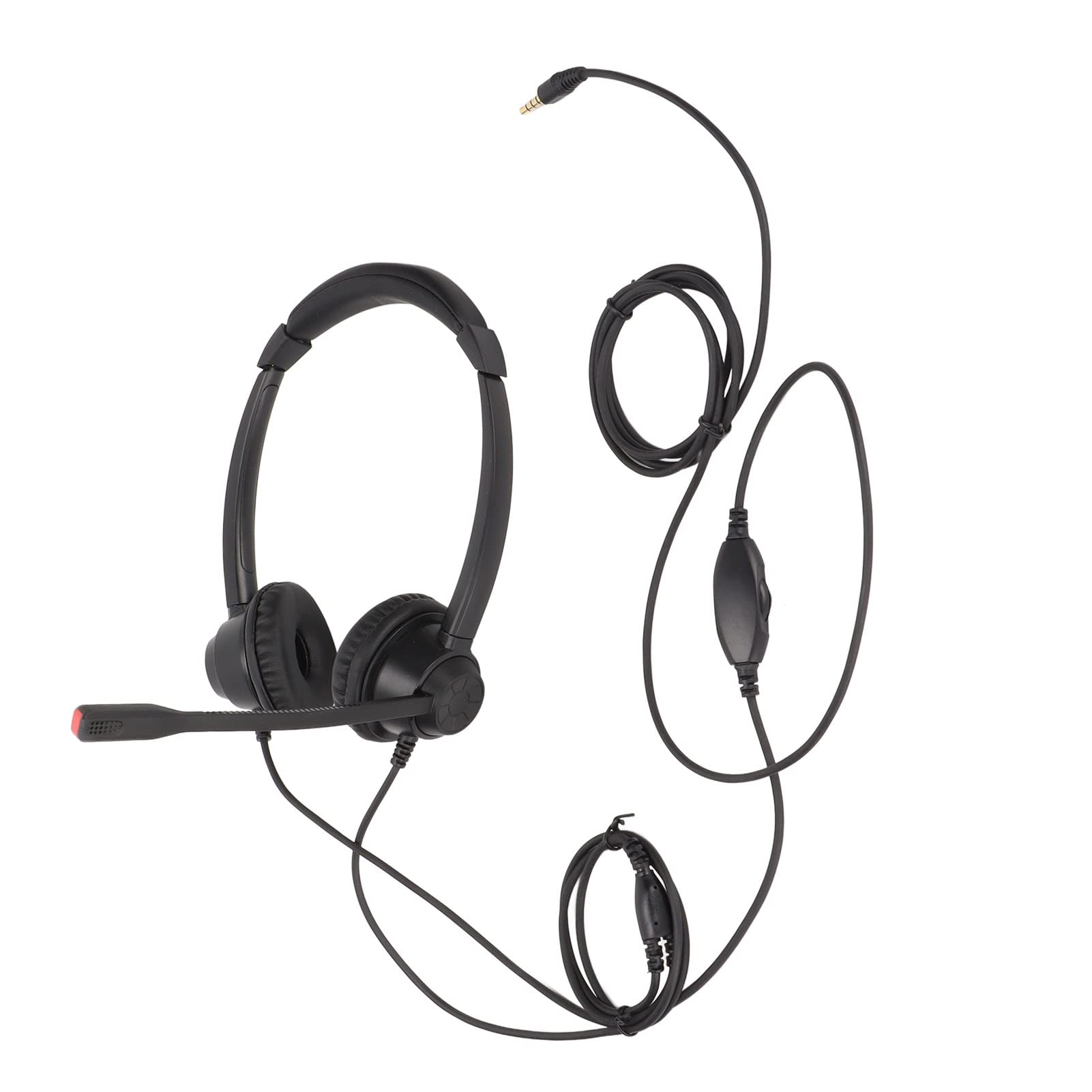 Minifinker Customer Service Headset with Noise Cancelling Mic - Comfortable Telephone Headset for Call Centers (Black, H390D-3.5VA) - Plug & Play Volume Adjustment - Perfect for Telemarketing, Customer Support & Remote Work