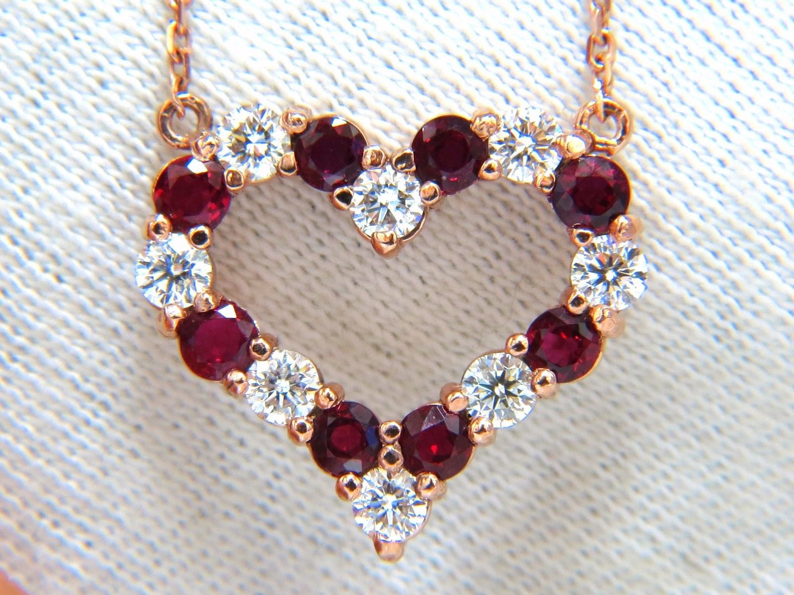 2.58ct Natural Vivid Red Ruby Diamond Heart Necklace in 14K Gold - Perfect for Valentine's Day, Anniversary & Romantic Gifts
