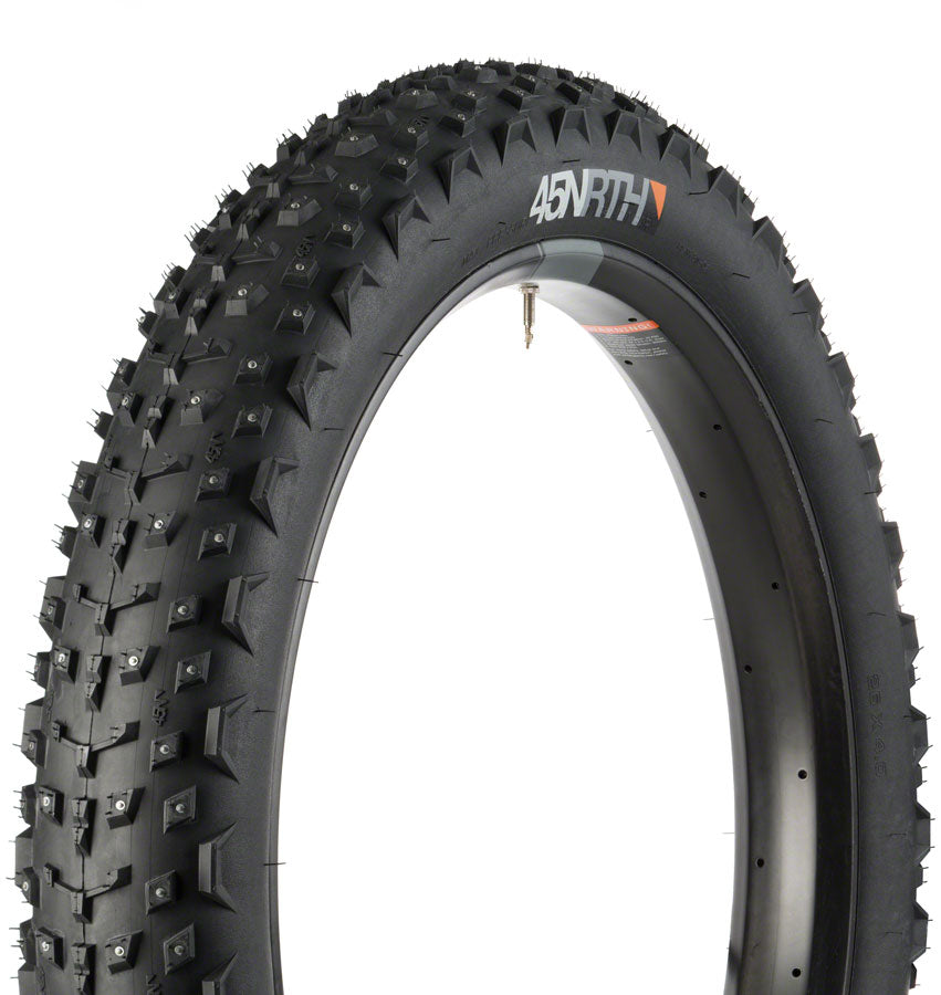 45NRTH Dillinger 4 Studded Bike Tires - 26 x 4 Tubeless Black 60TPI with 240 Carbide Steel Studs for Winter Cycling, Fat Tire Biking & Snow Trails