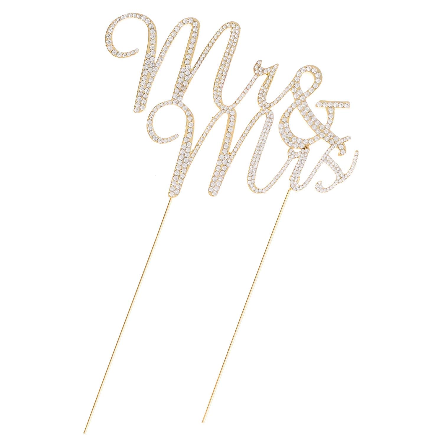 Elegant Gold Rhinestone Wedding Cake Topper for Mr & Mrs - Perfect for Wedding Desserts, Anniversary Cakes & Romantic Celebrations