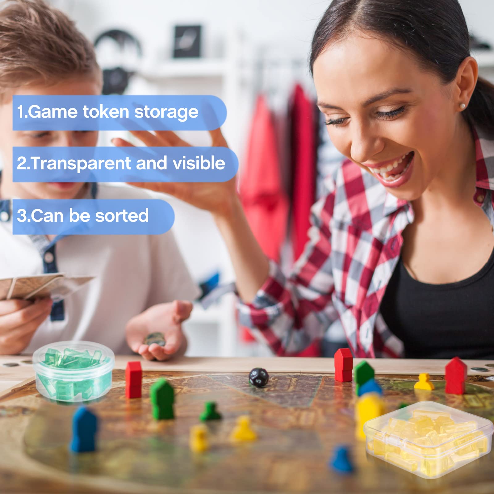 32 Pcs Clear Plastic Storage Containers for Board Game Tokens & Dice - Mixed Sizes Organizer Boxes with Lids for Game Components, Card Accessories - Perfect for Game Nights, Travel & Home Organization