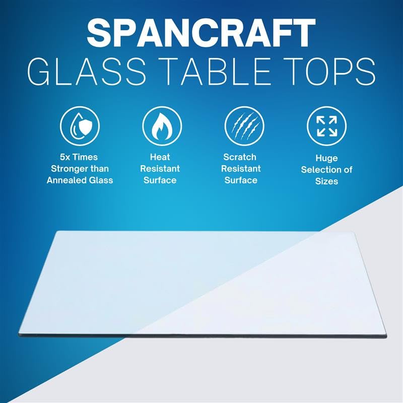 Spancraft 32x60 Inch Clear Tempered Glass Table Top - 3/8