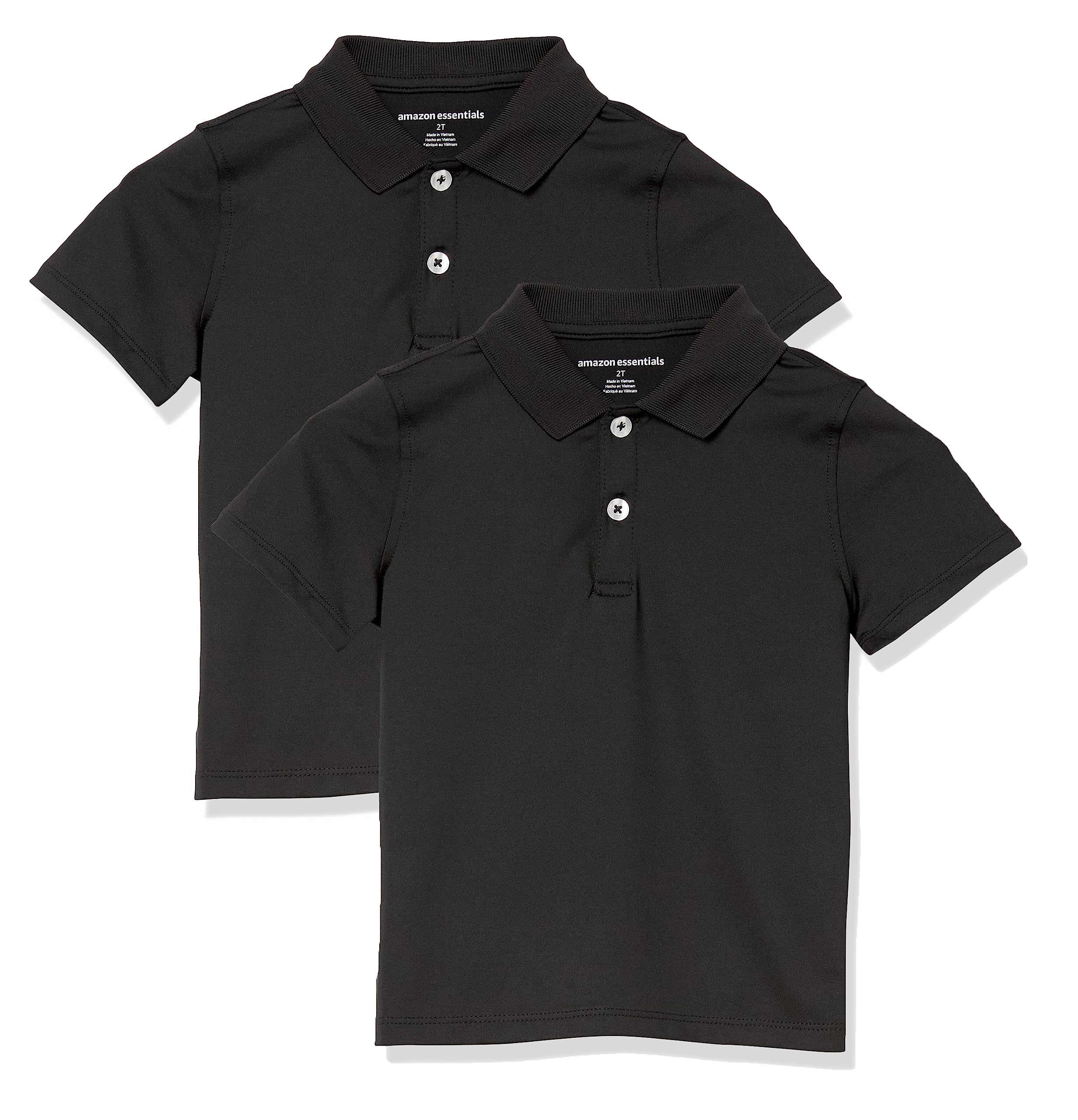 Amazon Essentials Boys & Toddlers' Active Performance Polo Shirts - 2 Pack | Moisture-Wicking & Breathable for Playdates, Sports & Outdoor Activities