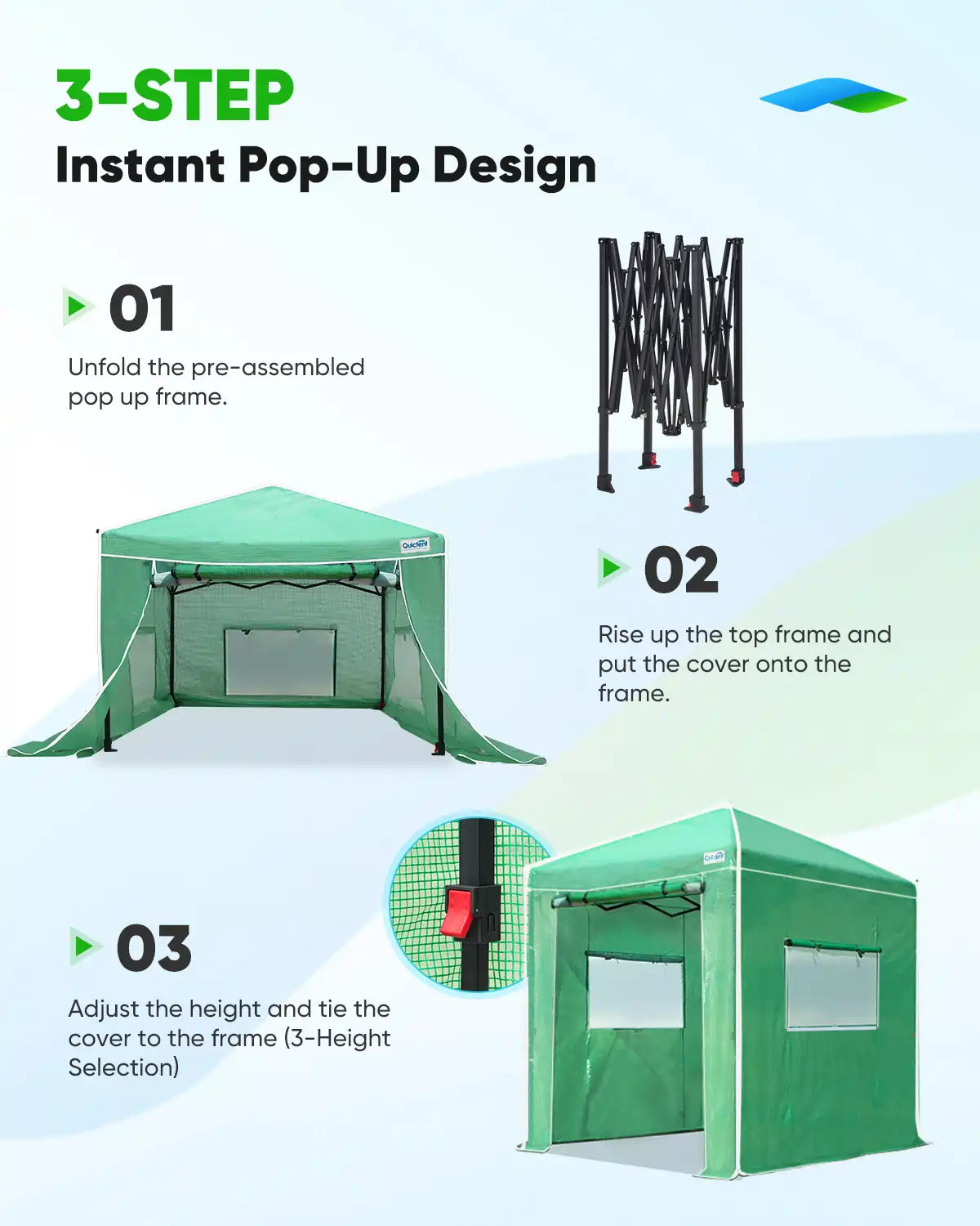 Pop Up Portable Walk in Greenhouse - Easy Setup Indoor Outdoor Garden Greenhouse for Plants, Flowers & Vegetables - Perfect for Patio, Backyard & Balcony Gardening