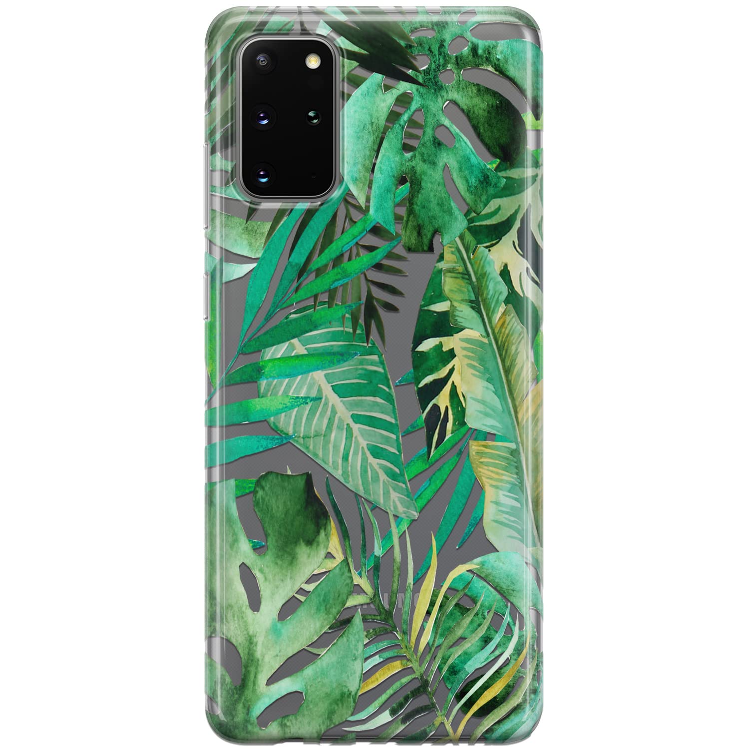 Premium Clear TPU Phone Case for Samsung Galaxy S24/S23 Ultra/S22+/S21 FE 5G/S20/Note 20/10 - Lightweight Protective Cover with Tropical Monstera Leaf Watercolor Design - Perfect for Everyday Use, Travel & Outdoor Activities