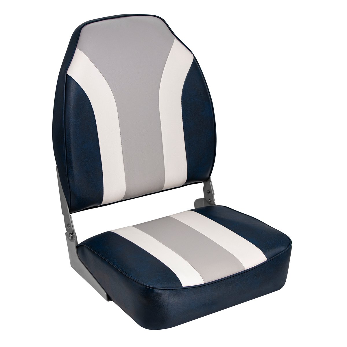 8WD1062LS 932 Classic Series High Back Boat Seat - Navy, White & Grey - Premium Marine Seating for Fishing Boats, Yachts & Watercrafts