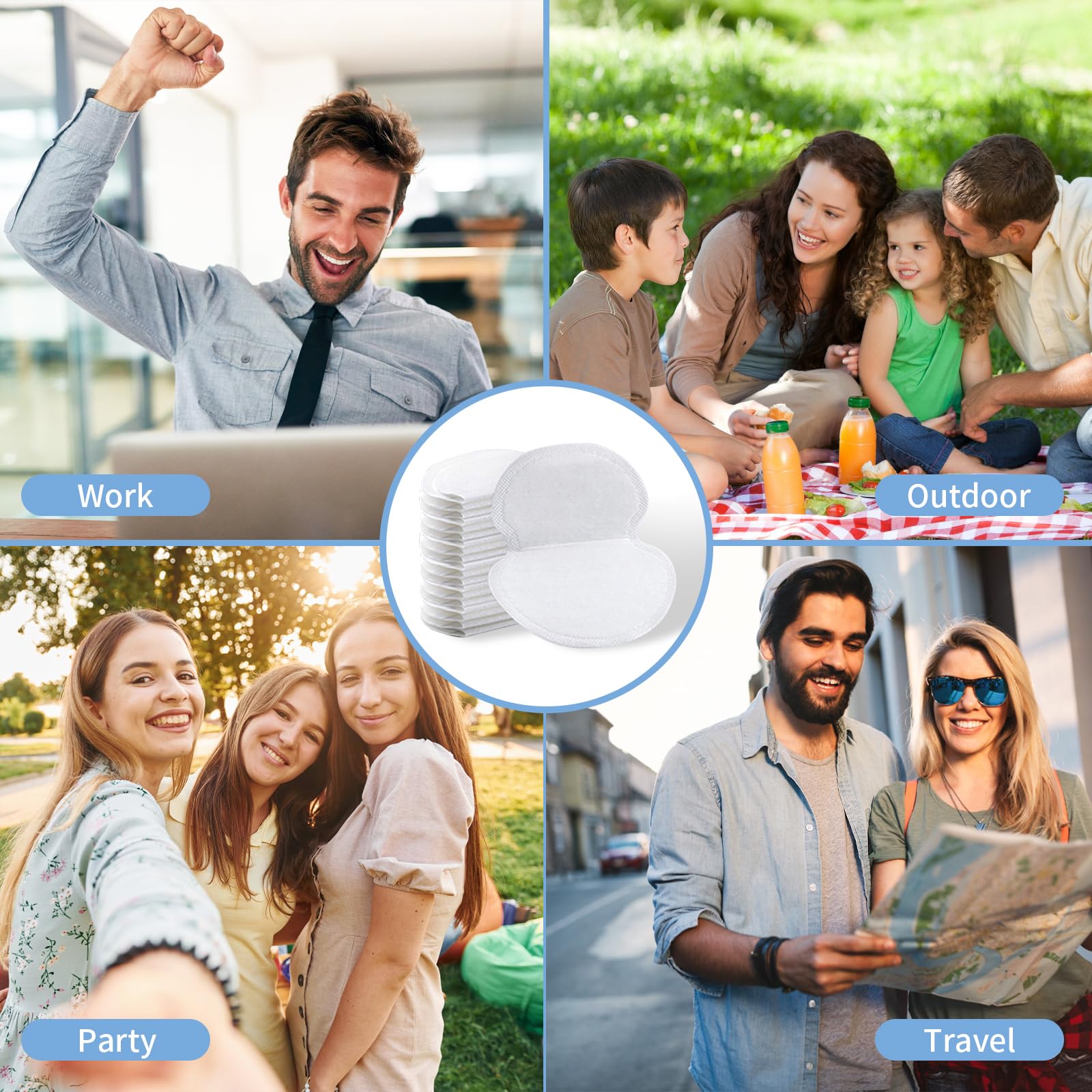Premium Underarm Sweat Pads for Men & Women - 120 Pack Disposable Ultra-Absorbent Invisible Anti-Sweat Pads | Stay Fresh & Dry All Day | Comfortable Hypoallergenic White Large Size | Perfect for Workouts, Business Meetings & Daily Wear