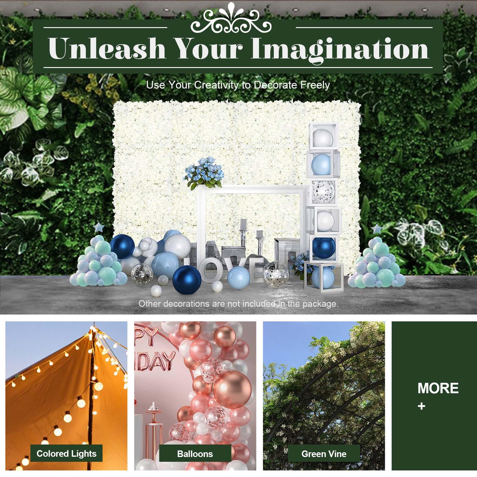 TBVECHI Artificial Flower Wall Panels - 20 Pack White Flower Backdrop Decor for Wedding, Party, Photo Booth - 60x40cm/24''x16'' - Home & Event Decoration - Perfect for Indoor & Outdoor Events, Baby Showers, Bridal Showers, and Birthday Parties