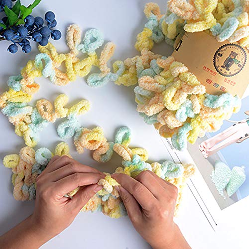 Soft Chunky Blanket Yarn - Chenille Finger Loop Yarn for Hand Knitting, Crochet & DIY Blankets (Set of 3 - White, Grey & Blue) - Perfect for Cozy Winter Nights, Home Decor & Handmade Gifts