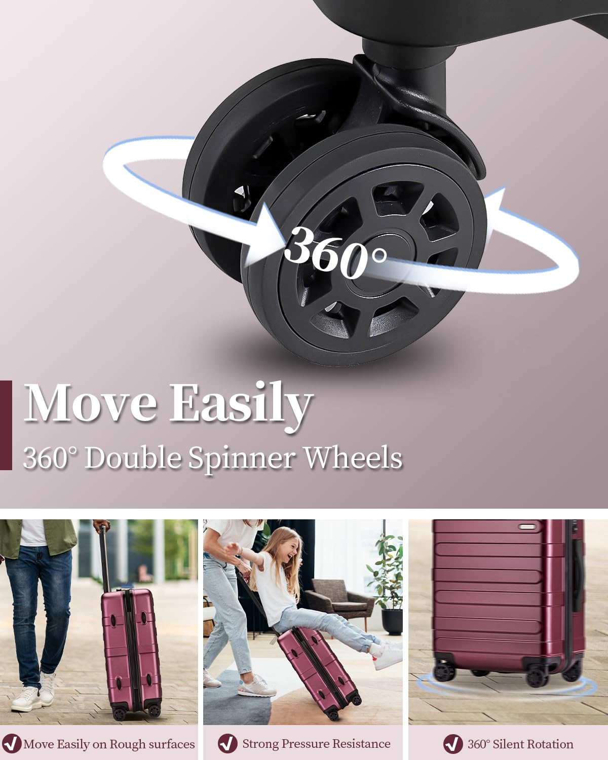 Durable Hardside Carry-On Luggage with 360° Spinner Wheels, TSA Lock & Scratch-Resistant Surface - Expandable 28