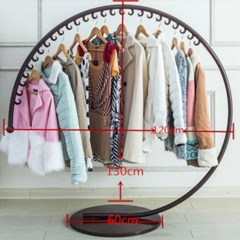 Sturdy Wrought Iron Circular Coat Rack - Freestanding Entryway Organizer for Hats, Jackets & Bags | Perfect for Hallway, Bedroom or Office Storage