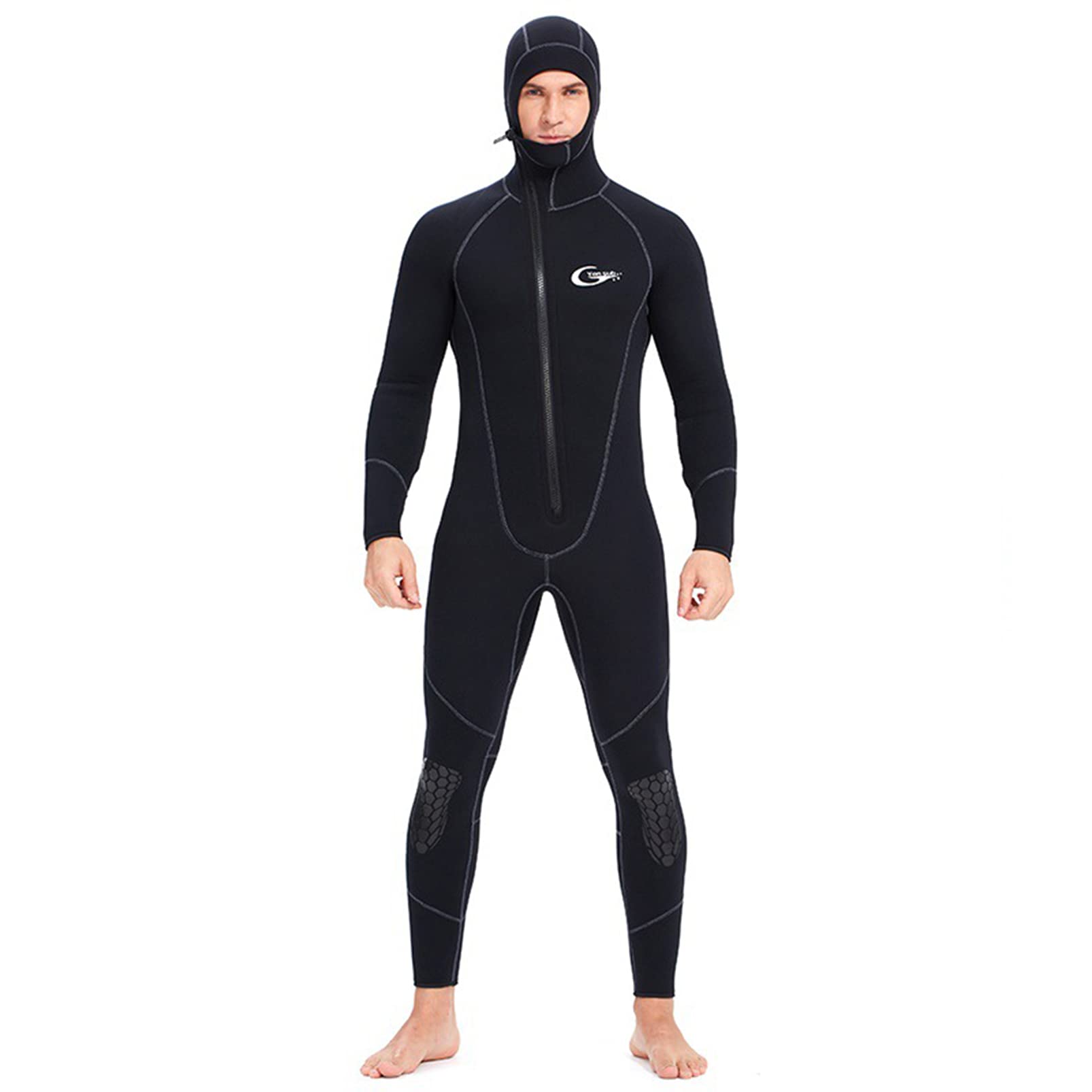 3mm Neoprene Wetsuit with Front Zipper - Full Body One Piece Diving Suit for Men - Warm & Coldproof for Surfing, Fishing, Spearfishing - Perfect for Ocean Adventures & Water Sports