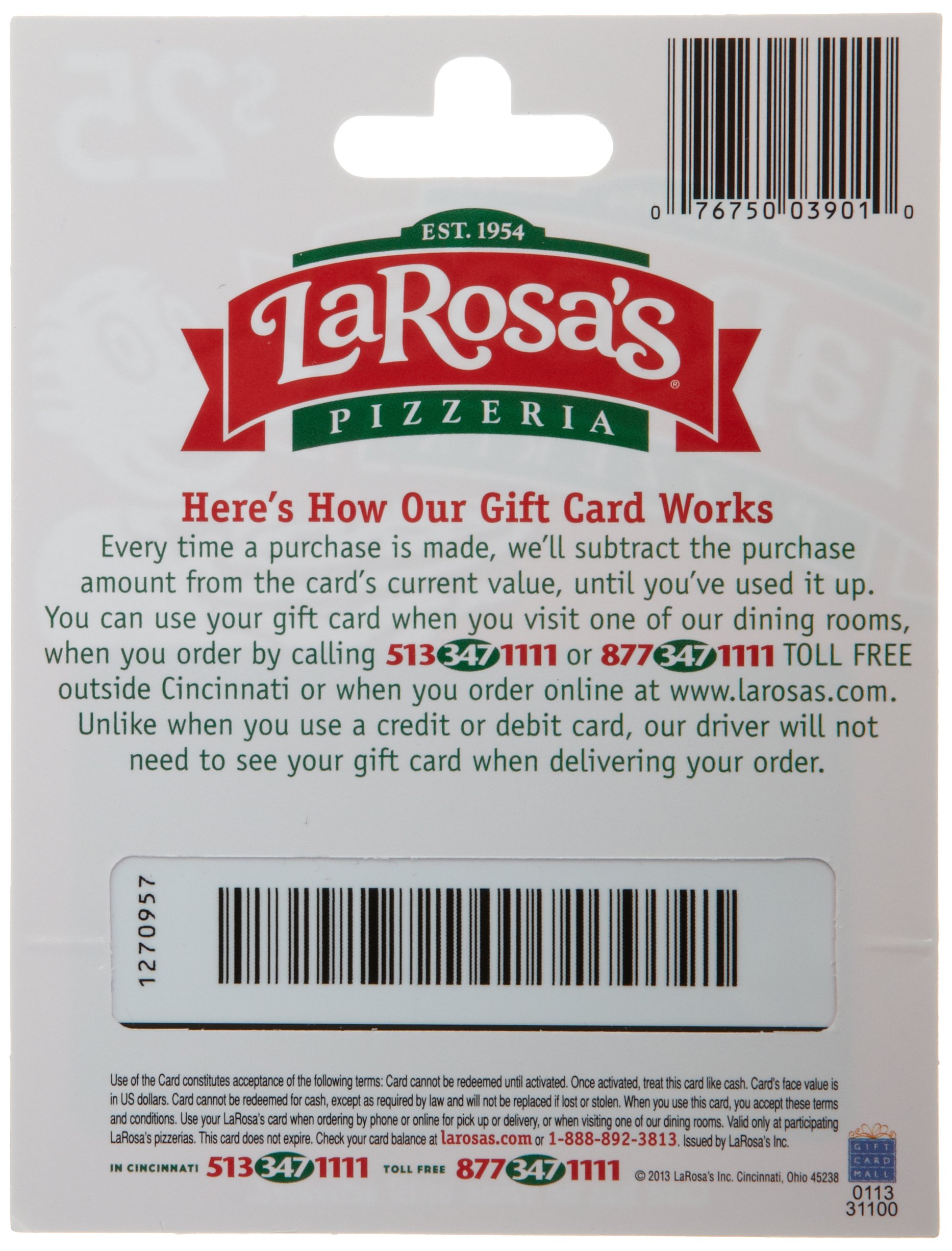 LaRosa's Pizzeria Gift Card - Perfect for Birthdays, Holidays & Special Occasions | Send Digital or Physical Gift Cards Online