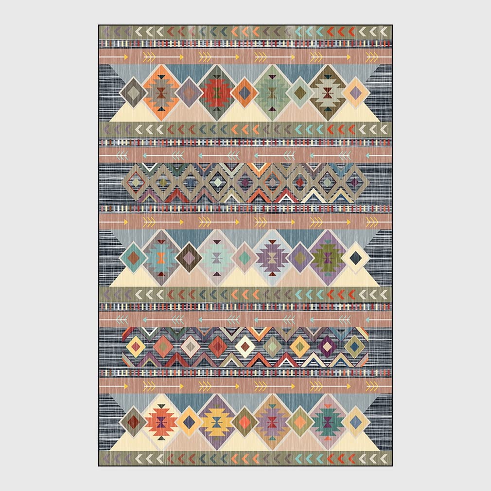 Vintage Boho Area Rugs - Persian Carpet for Living Room, Bedroom, Kitchen Runner & Bathroom Mat - Bohemian Abstract Modern Distressed Design - Home Décor (59.1