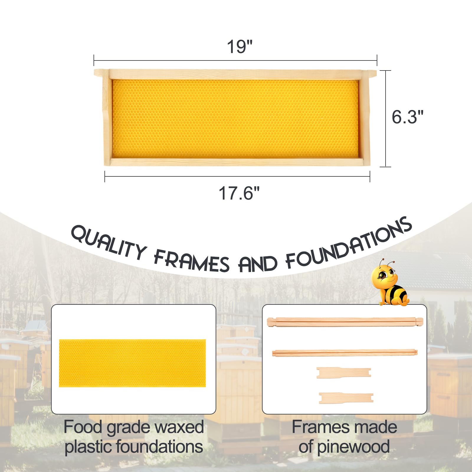10 Frame Medium Super Box for Honey Bee Hives - Beeswax Coated Unassembled Beehive Super Box with Frames & Foundations - Perfect for Beekeeping, Honey Production & Backyard Apiaries