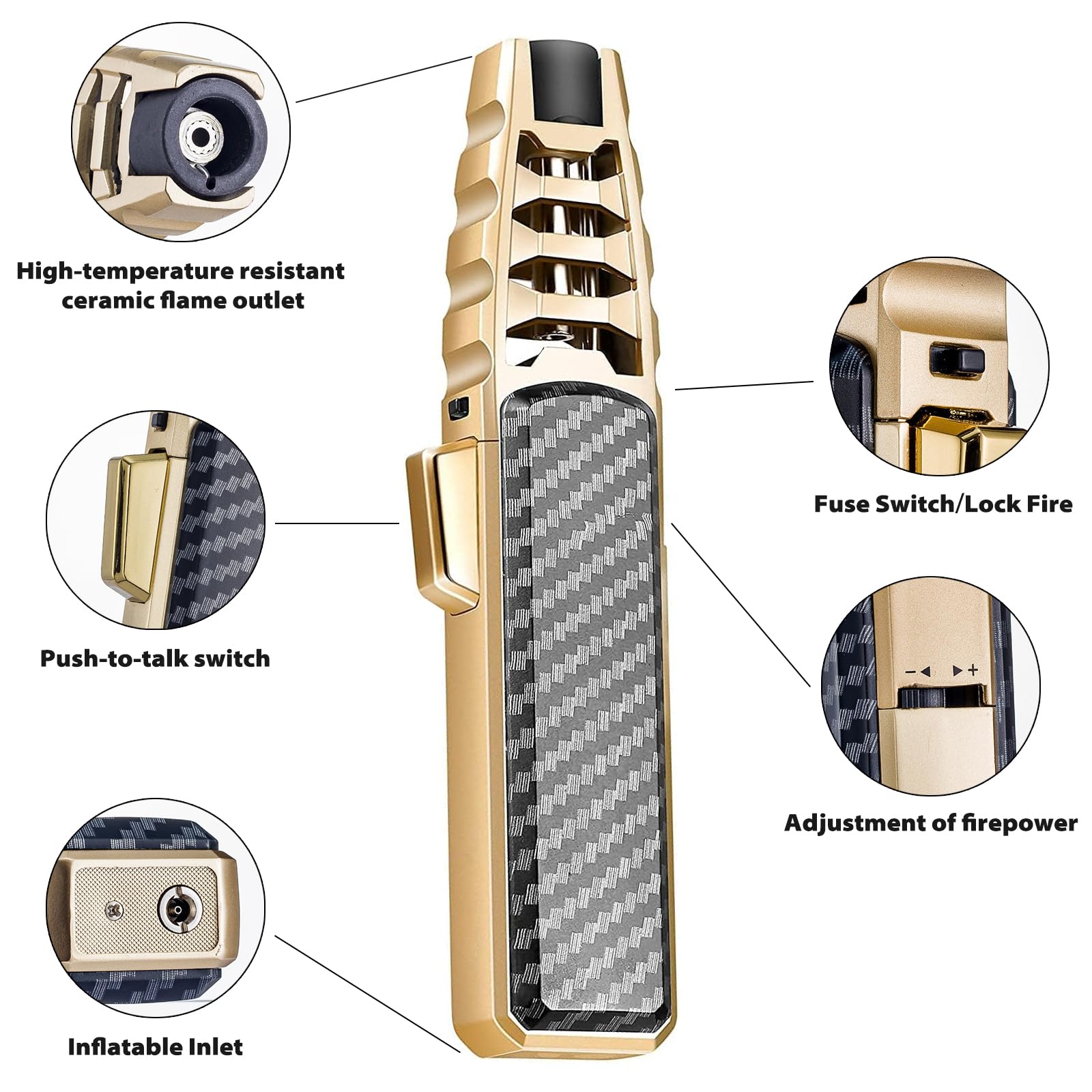 Refillable Butane Torch Lighter - Adjustable Cooking Torch for Kitchen & BBQ (Gas Not Included)