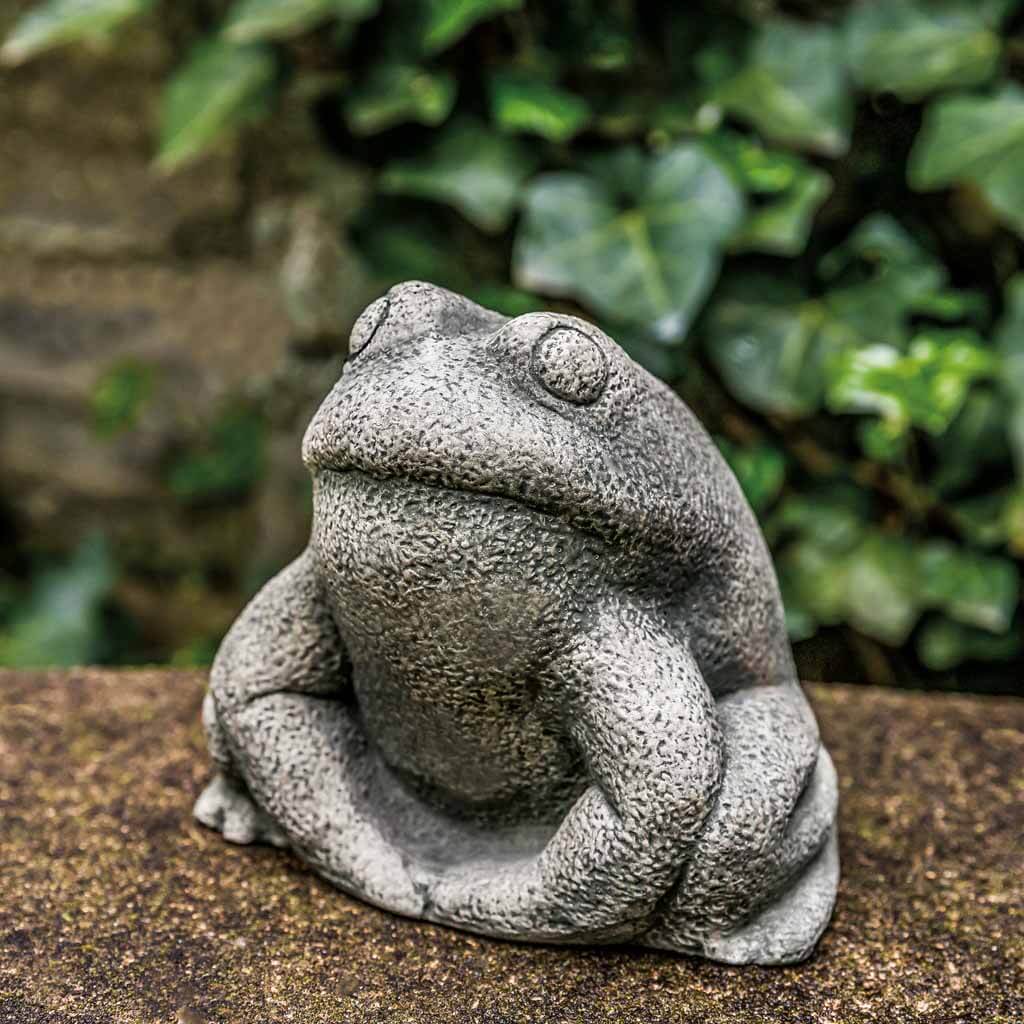 Campania International Handcrafted Stone Frog Garden Statue - Outdoor Decor for Patio, Lawn, and Garden