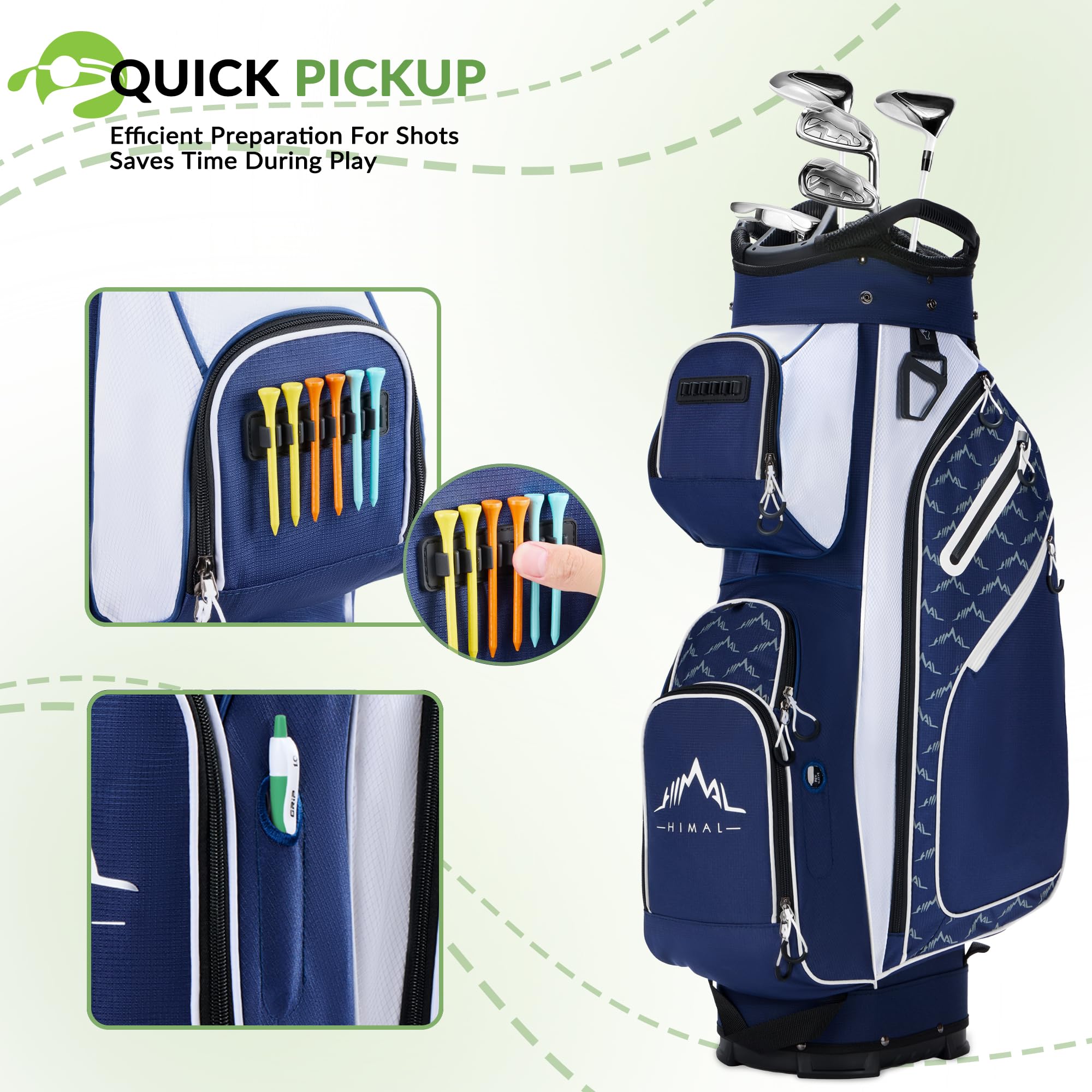 **14-Way Golf Cart Bag with Full-Length Divider Top, Multiple Pockets & Rain Cover – Durable Golf Bag for Men with Comfortable Handles – Perfect for Golf Courses, Driving Ranges & Tournaments**