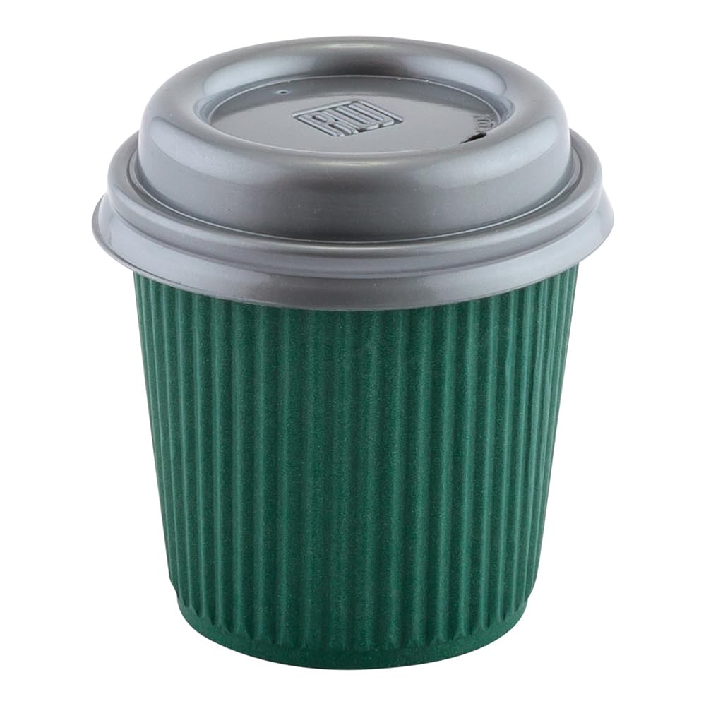Restaurantware 4oz Ripple Insulated Coffee Cups - 500 Pack Double Wall Corrugated Paper Cups | Leakproof & Non-Slip Forest Green Recyclable Coffee Cups (Lids Sold Separately) | Perfect for Coffee Shops, Offices & Catering Events