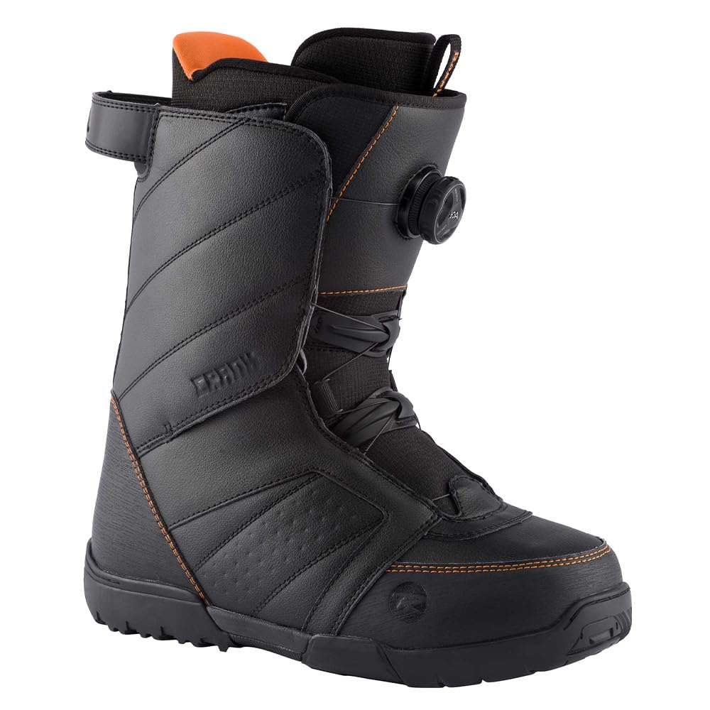 Rossignol Crank BOA Men's Snowboard Boots - Black & Orange - Size 10 - Comfortable & Durable for All-Mountain Riding, Freestyle & Park Snowboarding