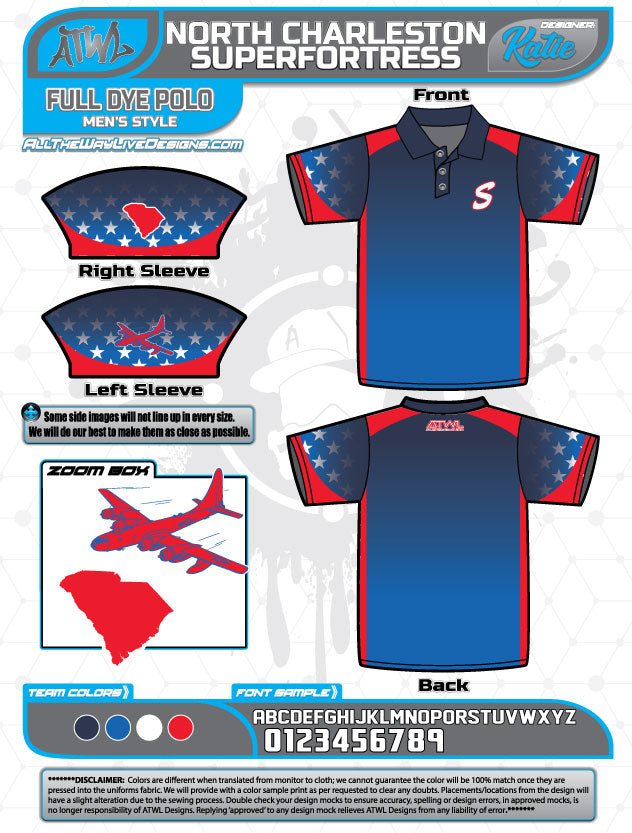 North Charleston Superfortress Full Dye Polo Shirts for Men - Comfortable & Stylish Casual Wear for Golf, Business & Outdoor Activities
