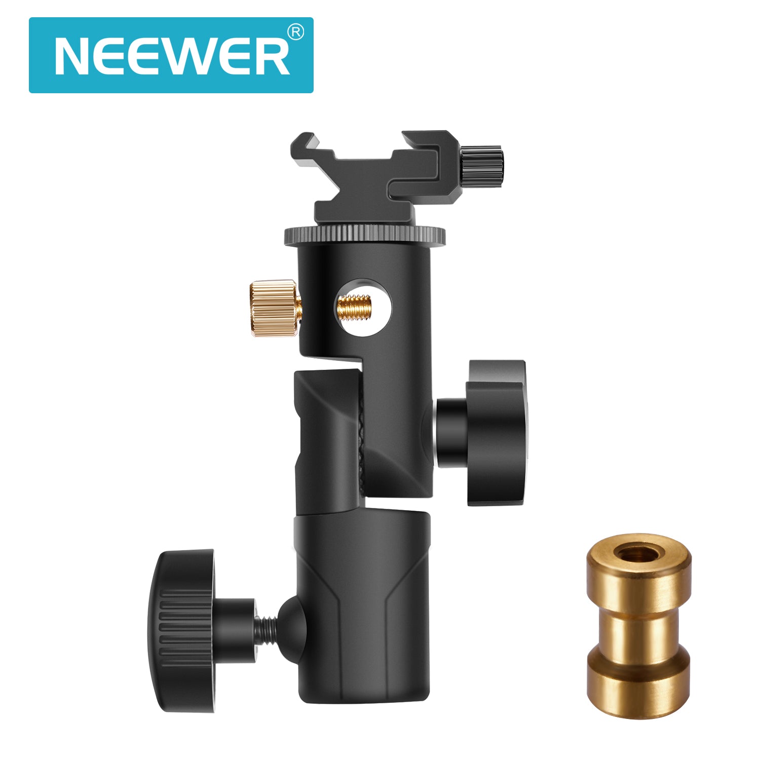 NEEWER Type E Flash Shoe Umbrella Mount Holder Bracket - Compatible with DSLR Cameras, Video Lights, Microphones - Perfect for Photography, Videography, and Outdoor Shooting