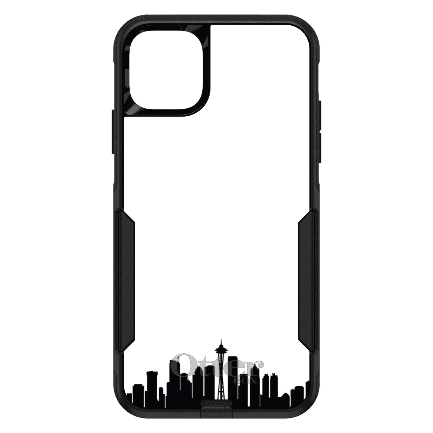 DistinctInk iPhone 11 Pro MAX Case (6.5 Inch) - Premium Custom Black Phone Cover with Seattle Skyline Silhouette Design - Durable Protection Replacement for OtterBox Commuter - Perfect for Travelers & Seattle Lovers