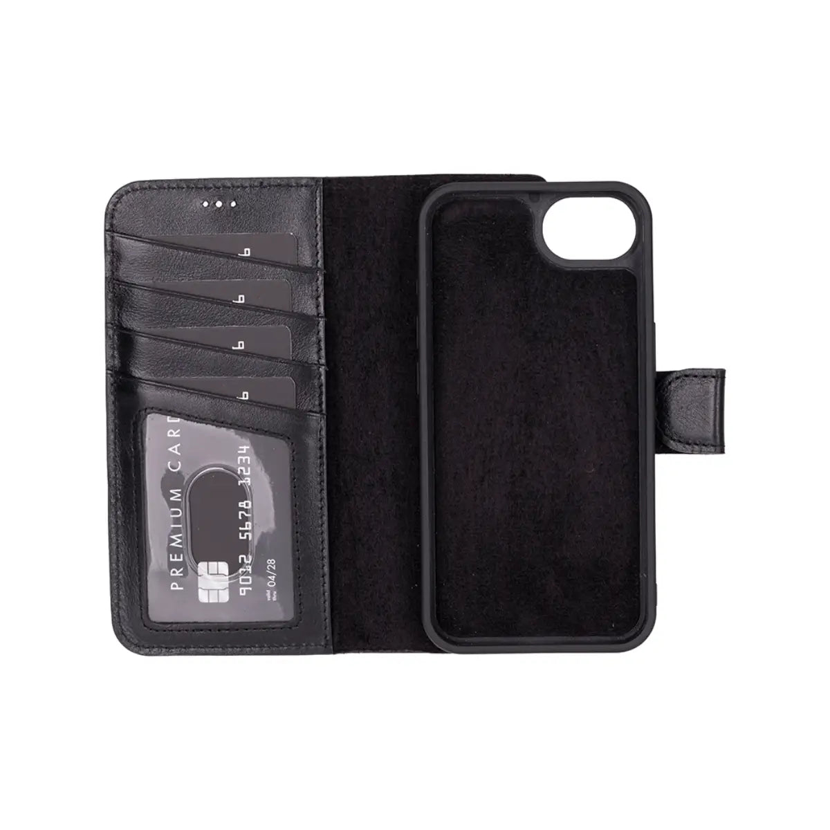 Premium Black Leather Wallet Case for iPhone 16e - Slim Protective Cover with Card Slots | Perfect for Everyday Use, Travel & Business Meetings
