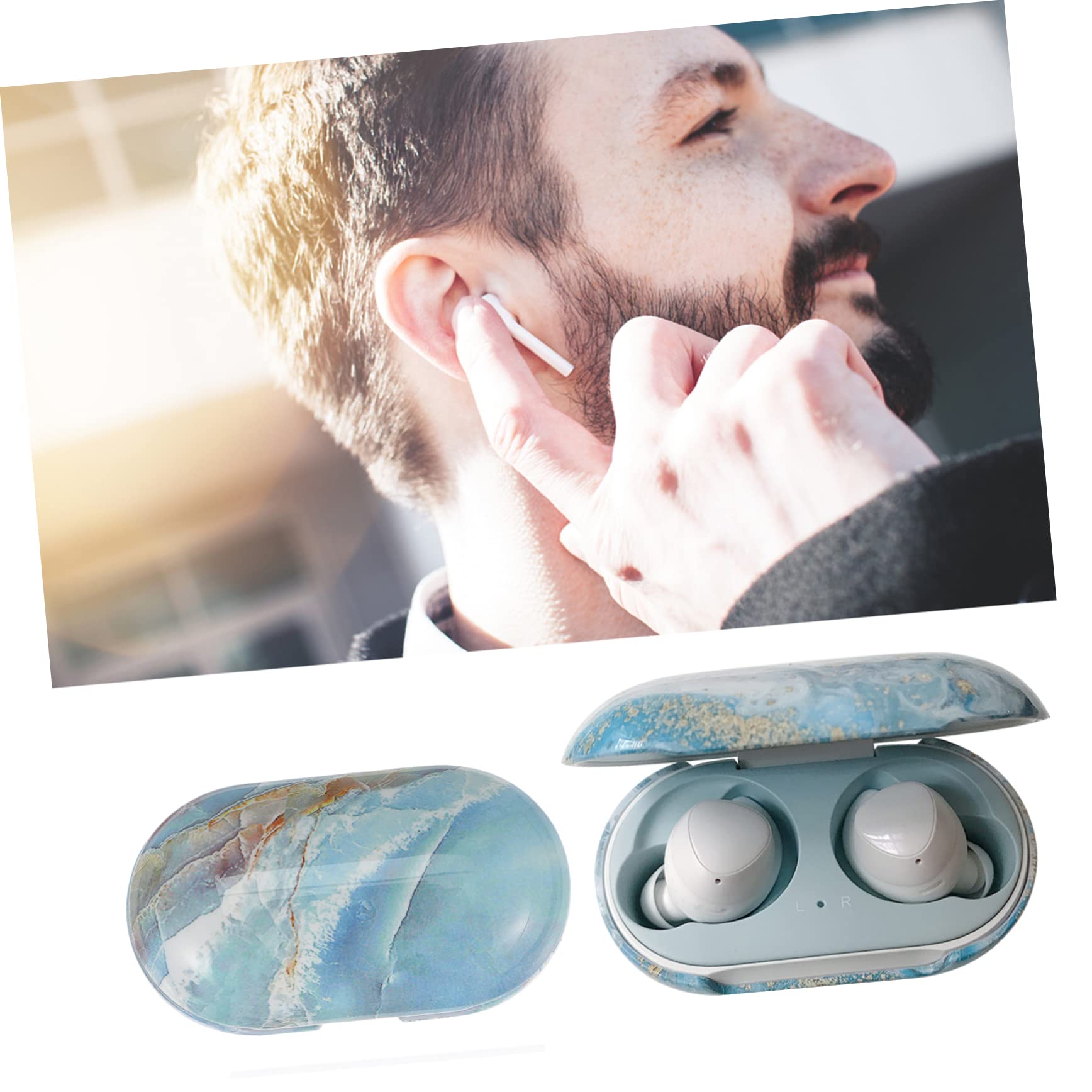 Hemobllo 2 Pack Anti-Slip Headphone Stand Holder - Marble Design, White | Compact & Stylish Organizer for Desk, Office, Gaming Setup