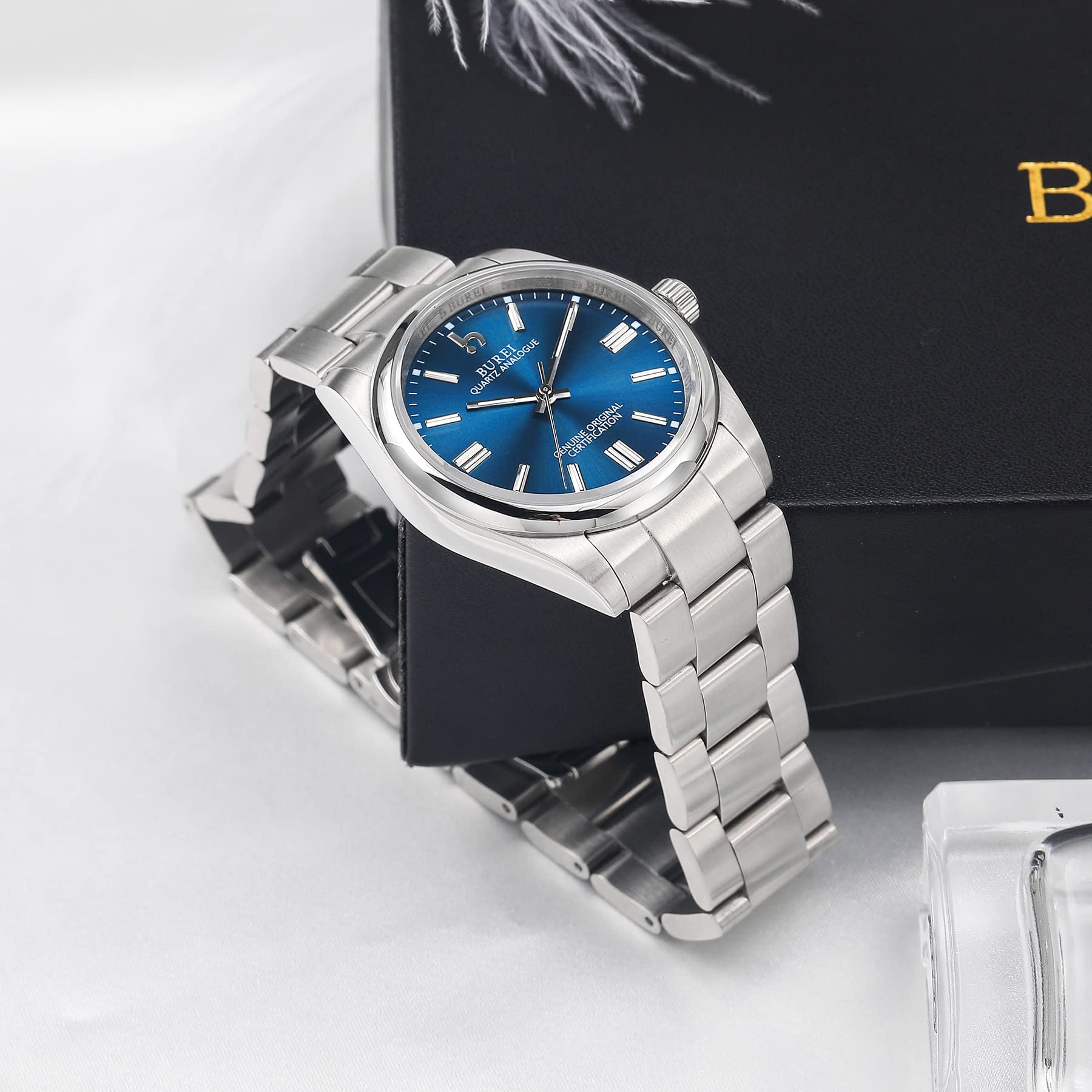 BUREI Elegant Women's Analog Dress Watches - Stainless Steel Quartz Formal Wristwatch for Ladies | Perfect for Business, Office, and Special Occasions