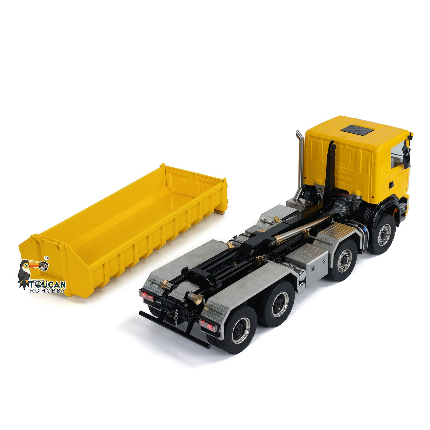 1/14 Scale 8x8 RC Hydraulic Dump Truck with 3-Speed Transmission, Differential Lock Axles & Powerful Motor - Remote Control Construction Vehicle for Off-Road Play, Sandbox Toys, and Construction Site Simulation