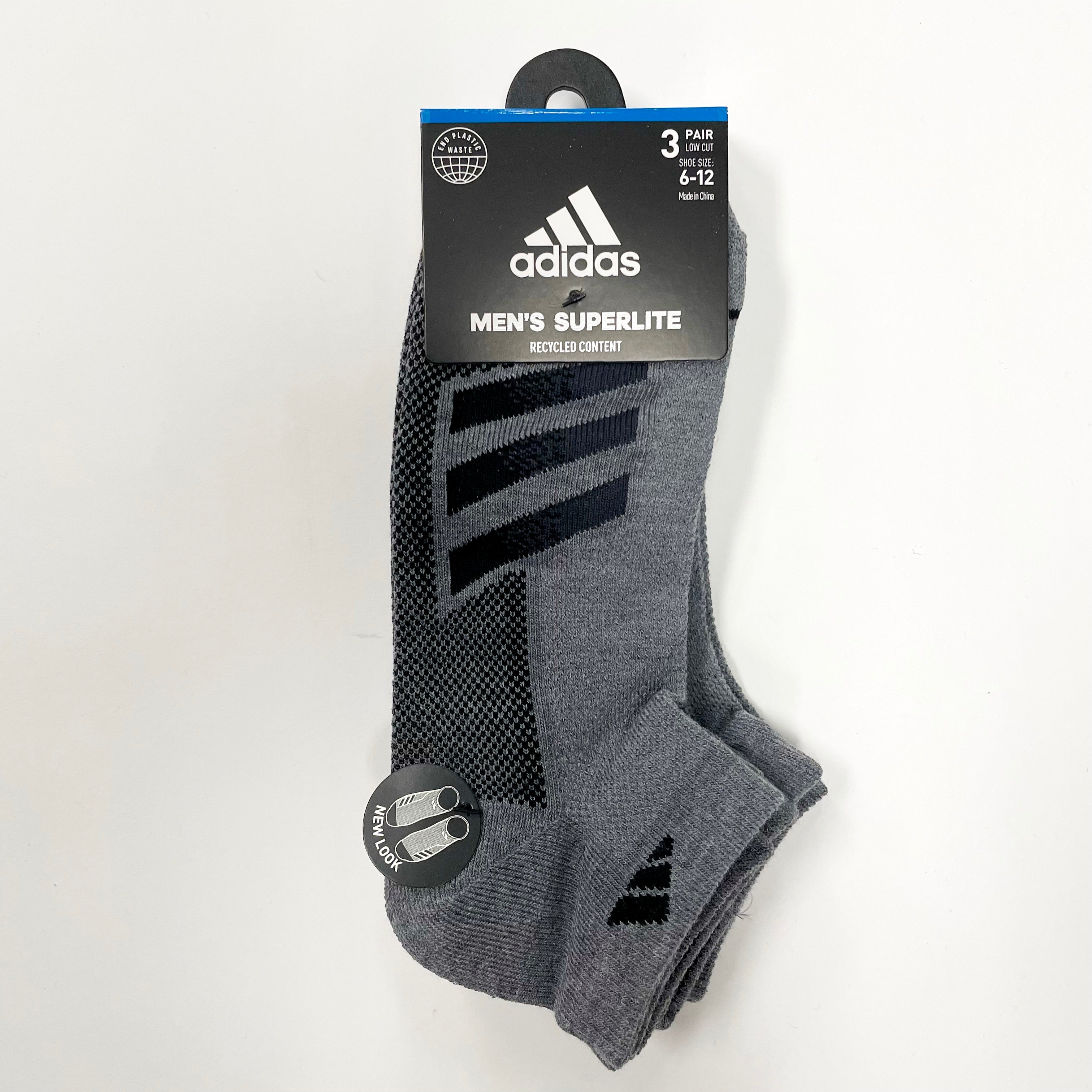 Adidas Men's Superlite Low Cut Socks - 3 Pack for Running, Gym & Everyday Comfort