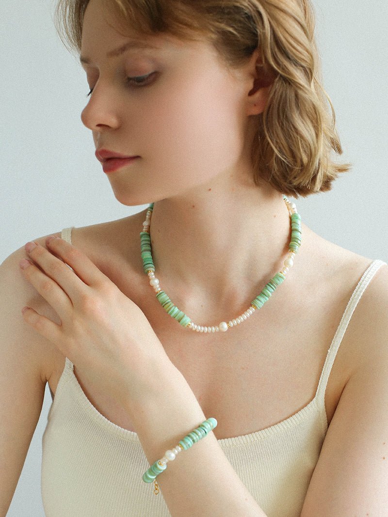 Elegant Green Shell Baroque Pearl Necklace for Women - Unique Handmade Jewelry for Weddings, Parties & Special Occasions